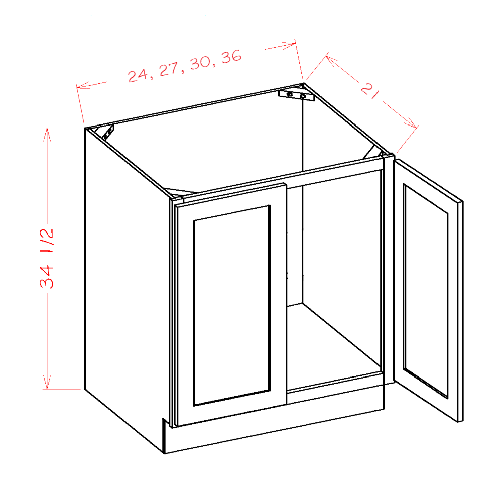 Timber White Vanity Full Height Door Sink Base Cabinet - 27"W x 34-1/2"H x 21"D