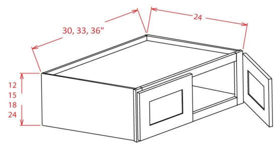 Black Shaker Wall Refrigerator Cabinet - 36"W X 15"H X 24"D