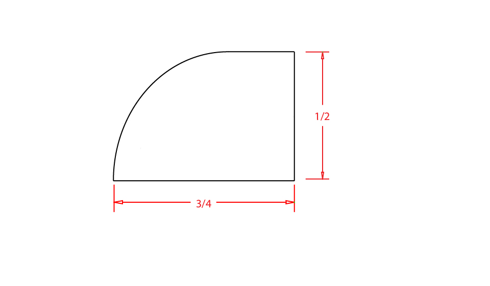 Black Shaker Shoe Moulding - 1/2"D X 96"L X 3/4"H