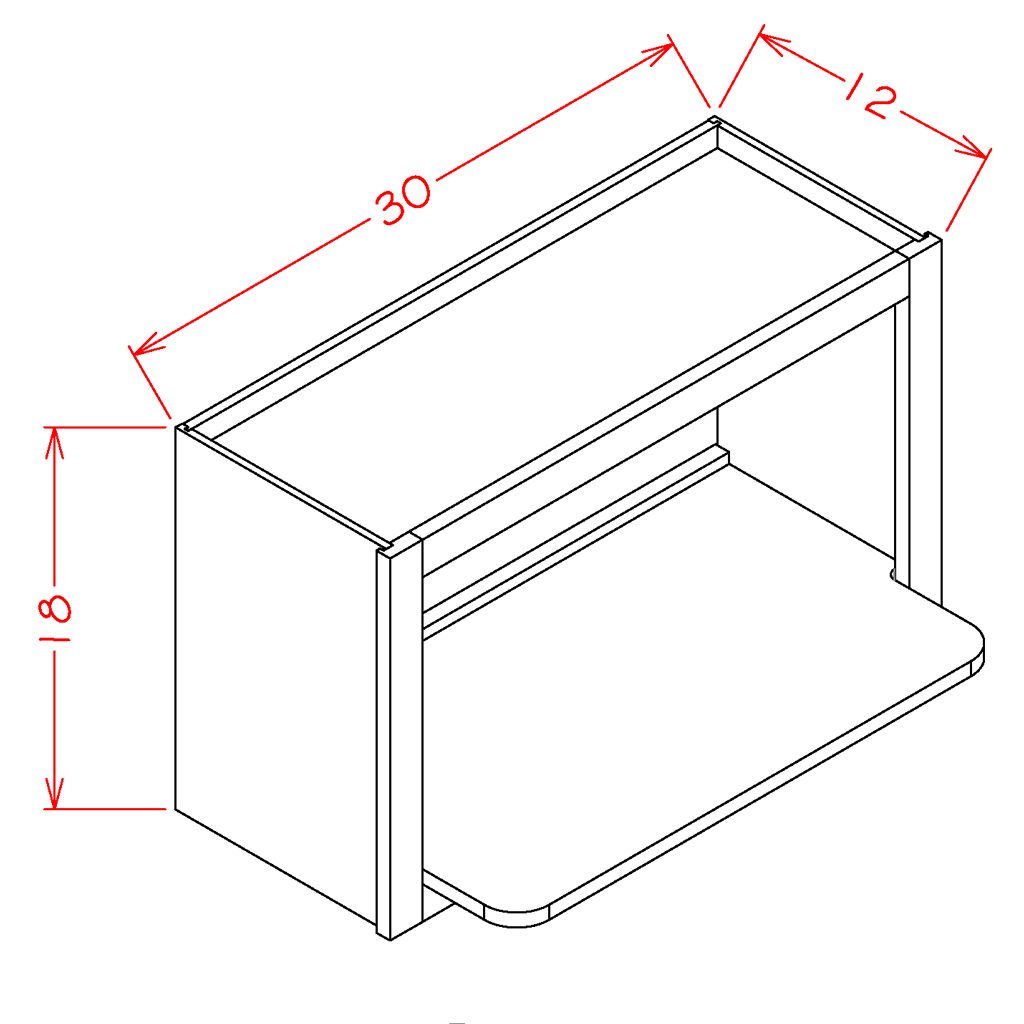 Black Shaker Wall Microwave Cabinet - 30"W x 18"H x 12"D