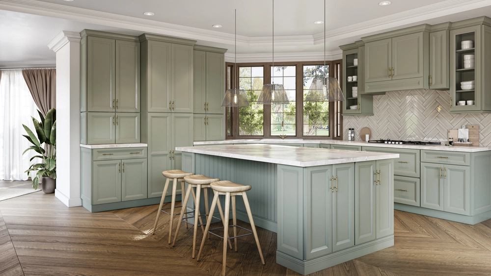 green kitchen cabinets