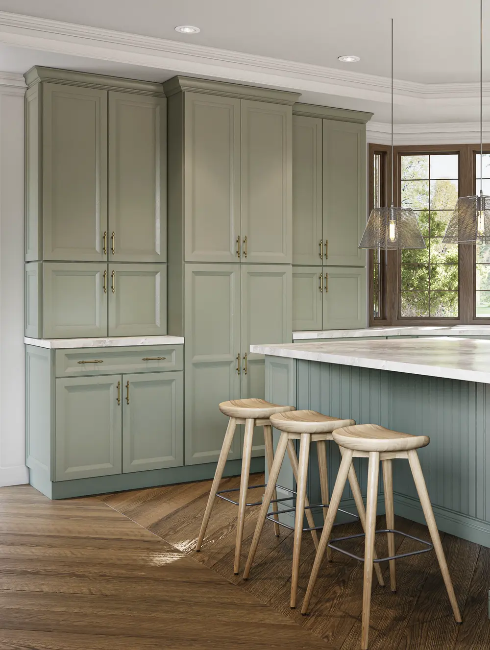 green kitchen cabinets