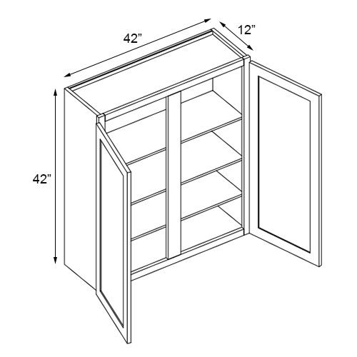 Sage Green Shaker Double Door Wall Cabinet - 42" W x 42" H