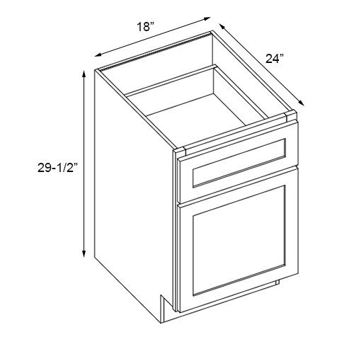 Sage Green Shaker Desk Drawer Base - 18" W x 29.5" H x 24" D