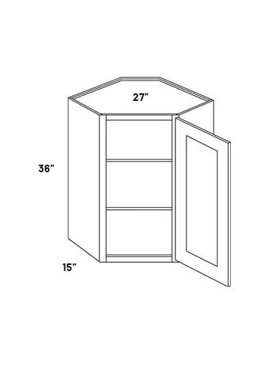 Sage Green Shaker Corner Wall Cabinet - 27" W x 36" H
