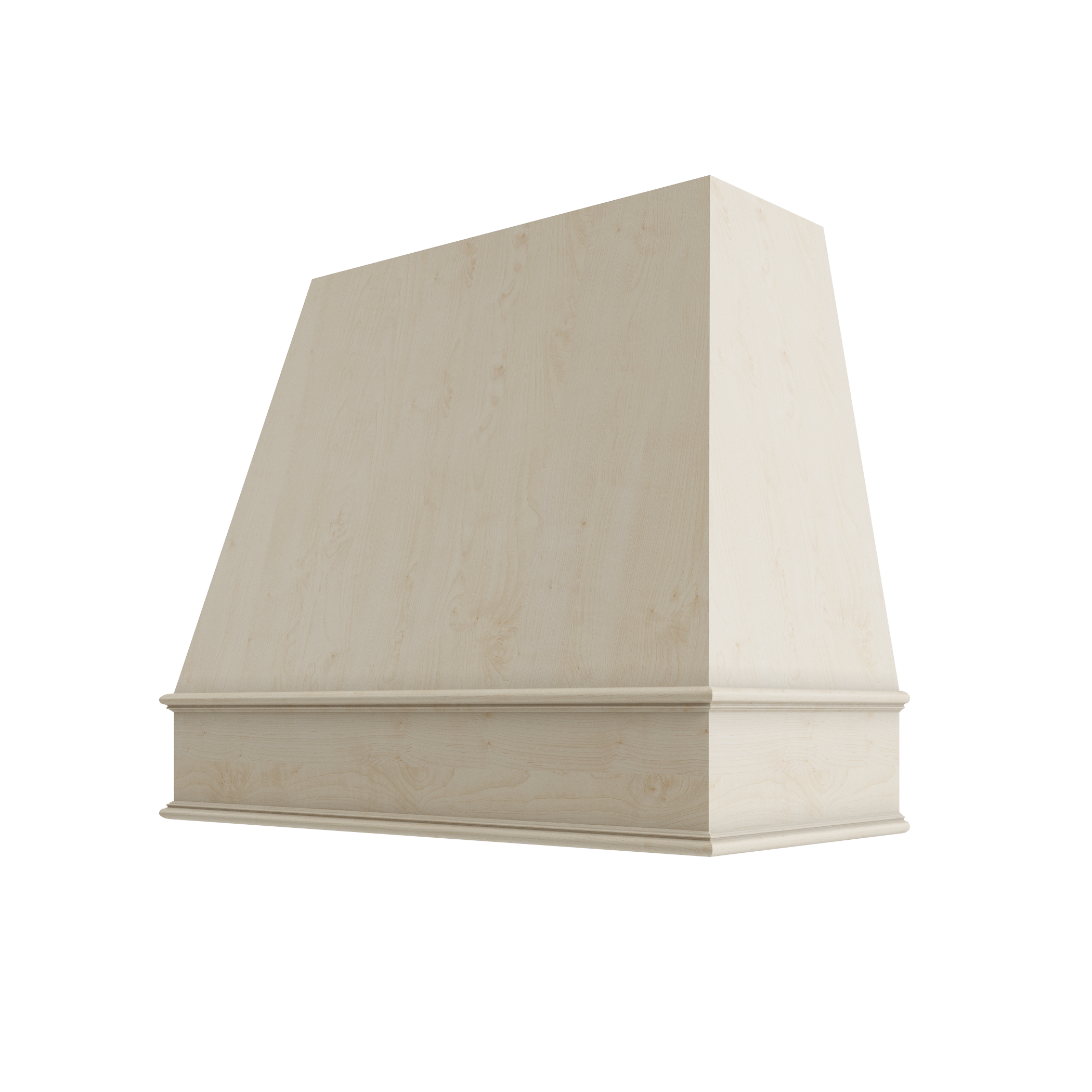 Wood Wall Mount Range Hood with Classic Trim – Tapered Style