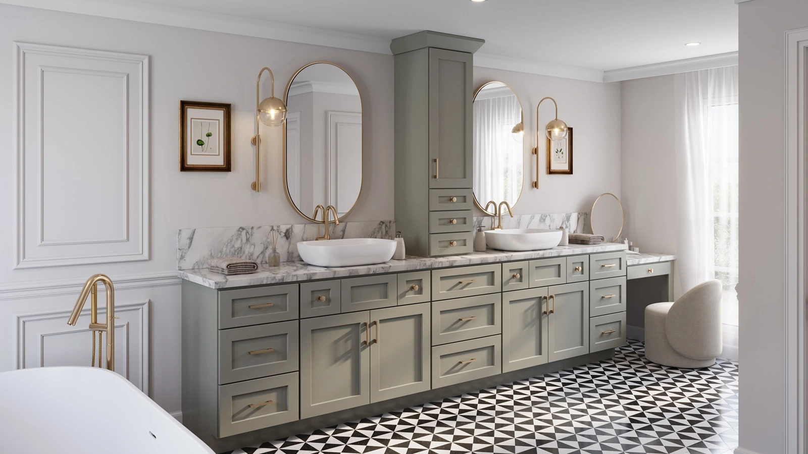 Sage Green Shaker Bathroom Vanities