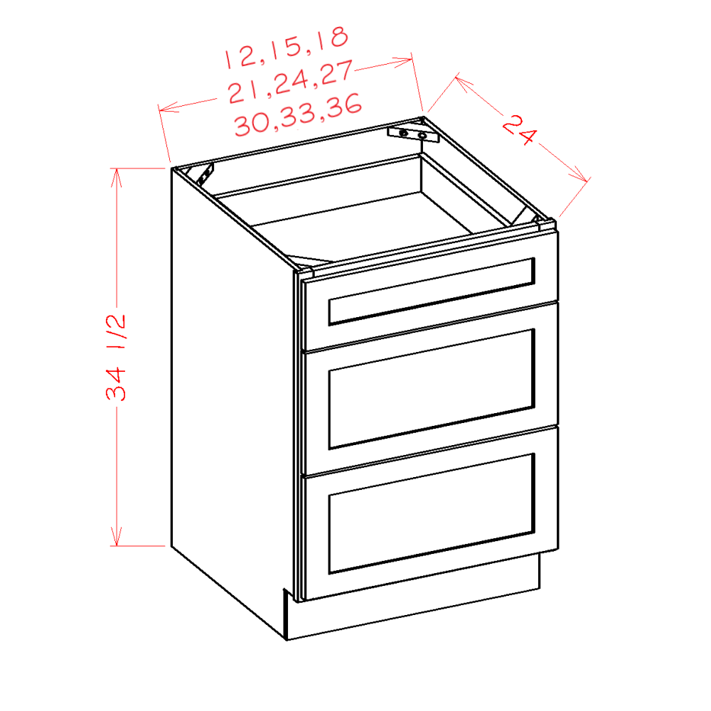 Timber Mist Drawer Base Cabinet - 27"W