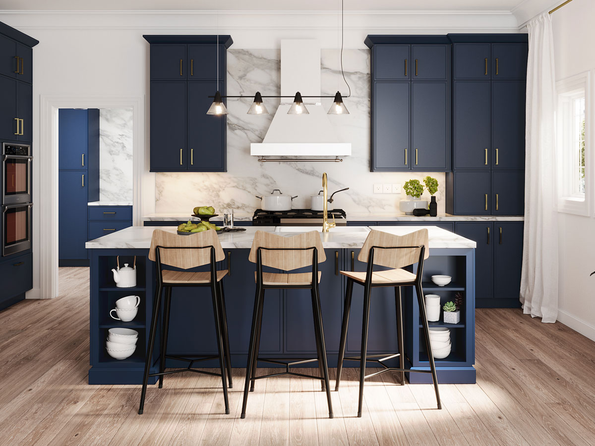 Caldera Blue Slim Shaker Cabinets