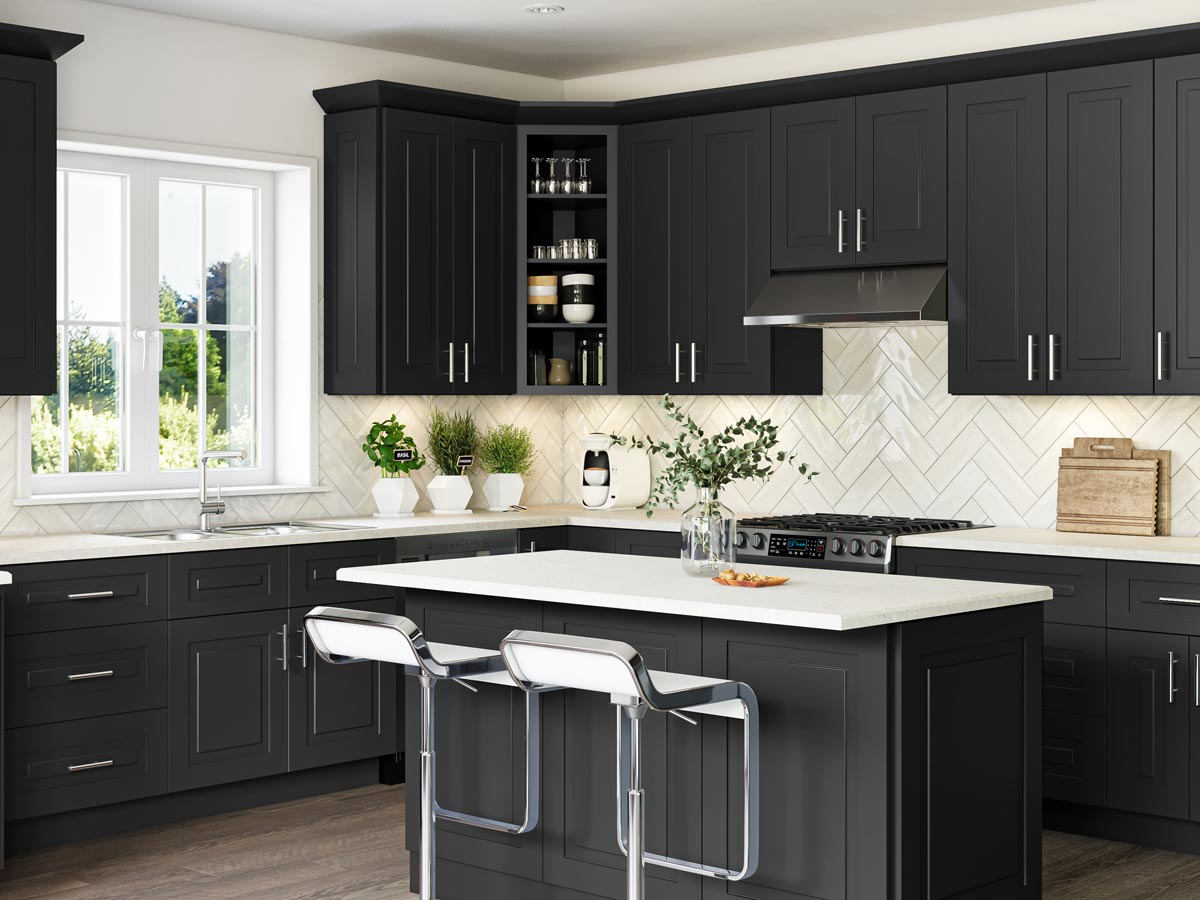 Preston Charcoal Raised Panel Cabinets