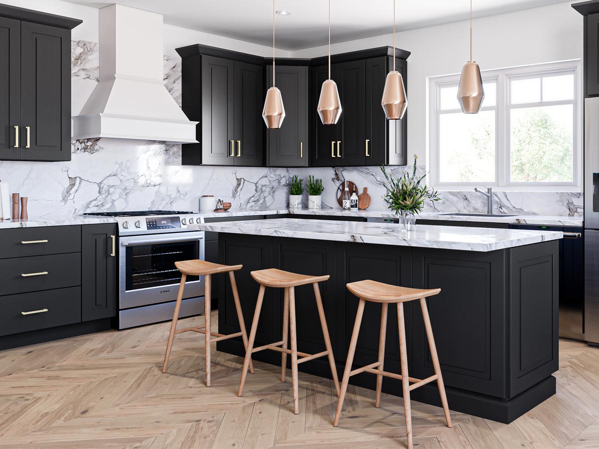 Lexington Charcoal Raised Slab Cabinets