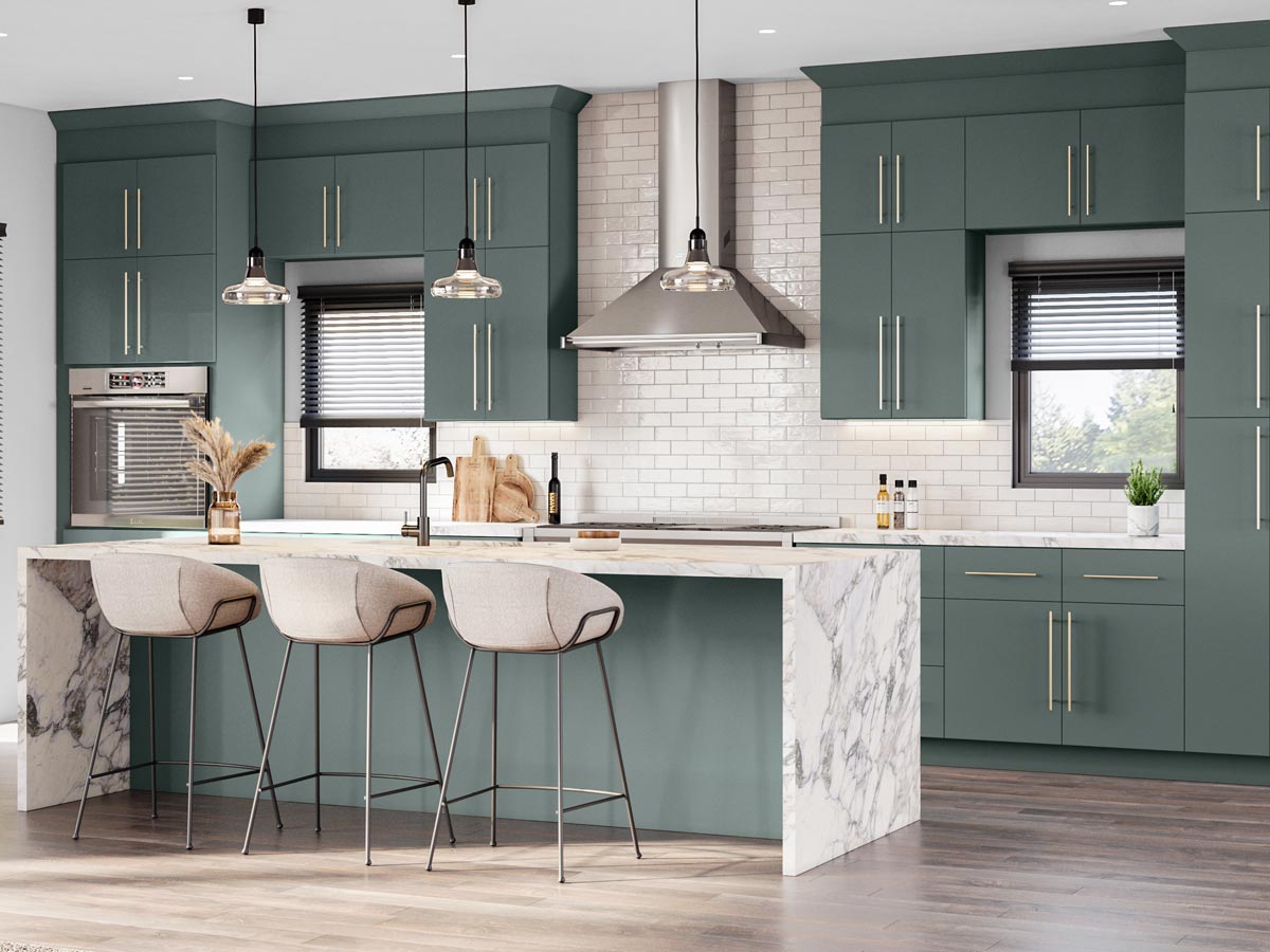 Strata Green Flat Panel Cabinets