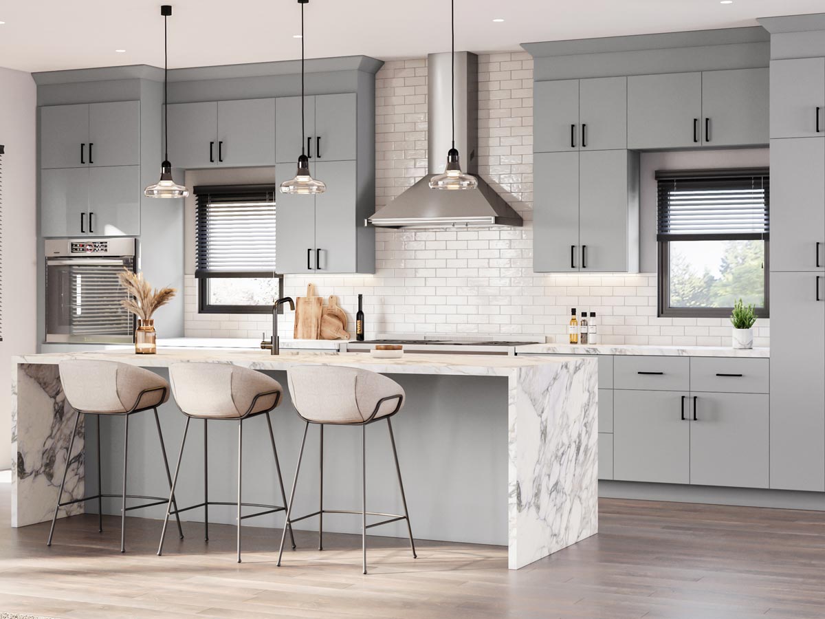 Strata Gray Flat Panel Cabinets