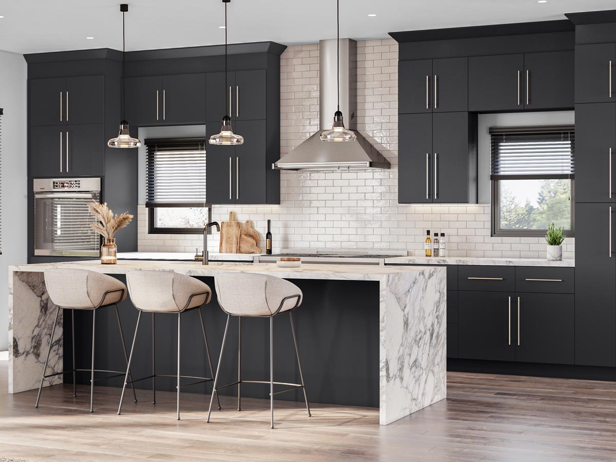 Strata Charcoal Flat Panel Cabinets