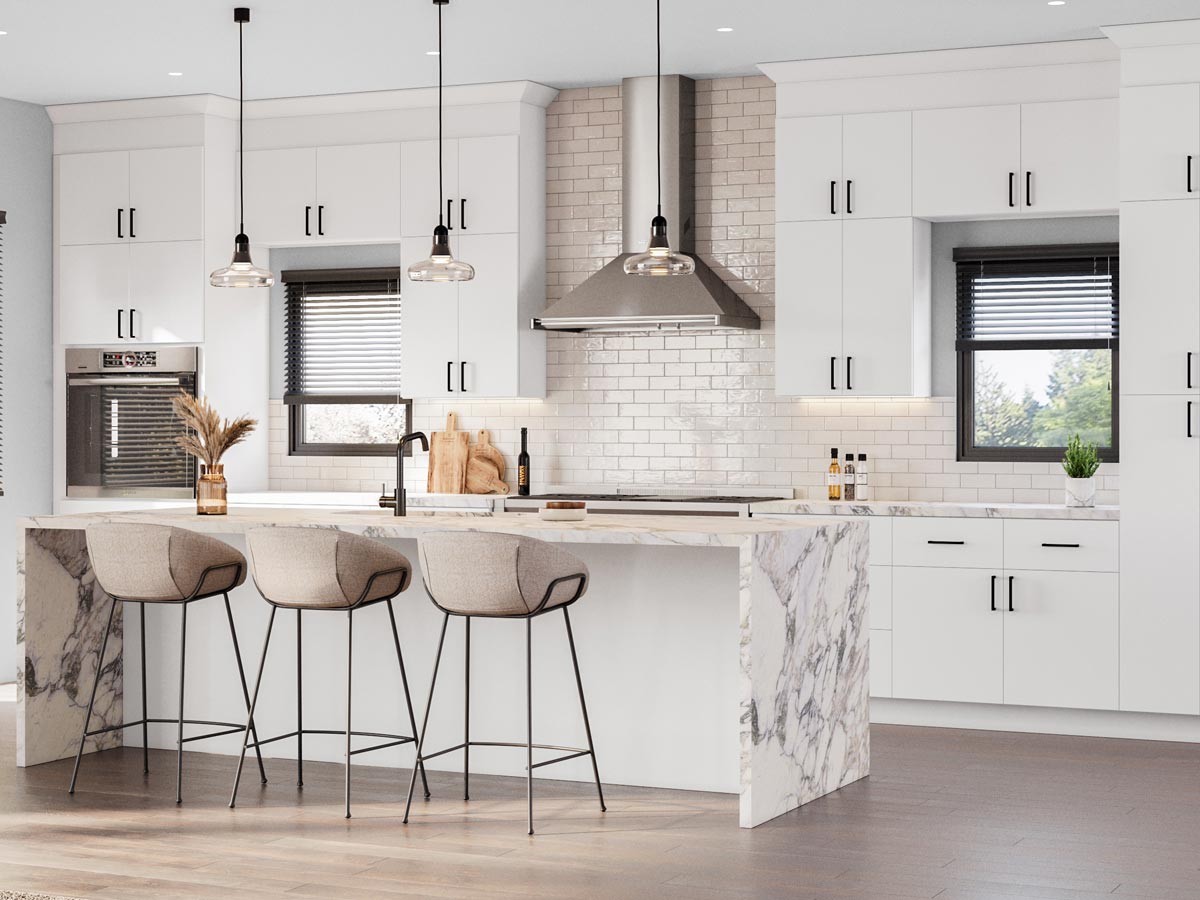 Strata  White Flat Panel Cabinets