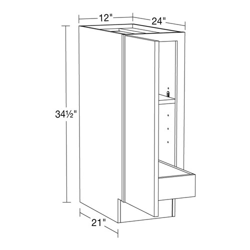 Caldera Charcoal Slim Shaker Base Full Height 12" 1 Rollout 