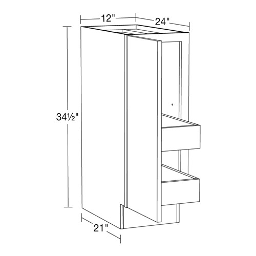 Caldera Charcoal Slim Shaker Base Full Height 12" 2 Rollout 