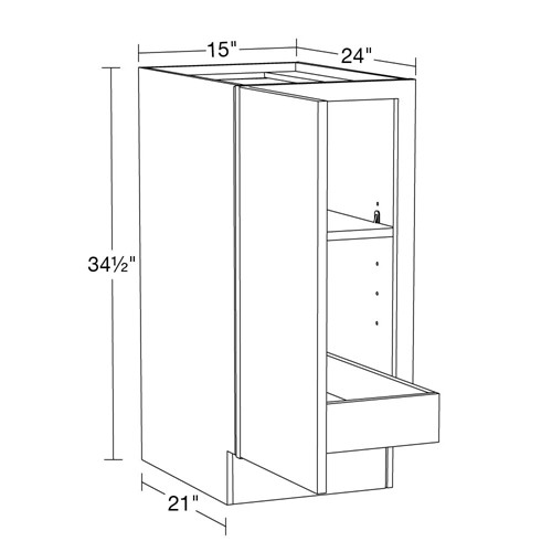 Caldera Charcoal Slim Shaker Base Full Height 15" 1 Rollout 