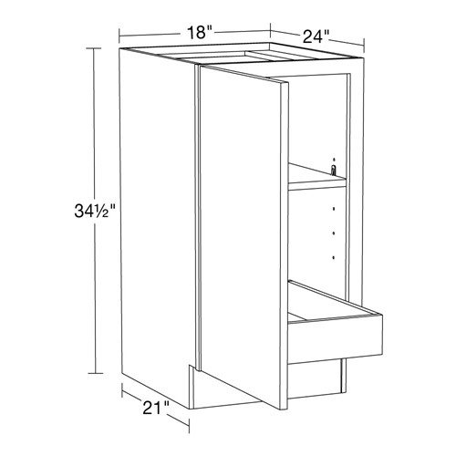 Caldera Charcoal Slim Shaker Base Full Height 18" 1 Rollout 