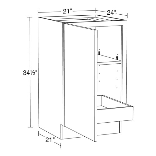 Caldera Charcoal Slim Shaker Base Full Height 21" 1 Rollout 
