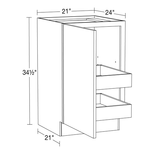 Caldera Charcoal Slim Shaker Base Full Height 21" 2 Rollout 