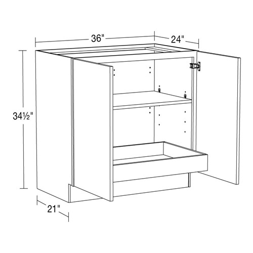 Caldera Charcoal Slim Shaker Base Full Height 36" 1 Rollout