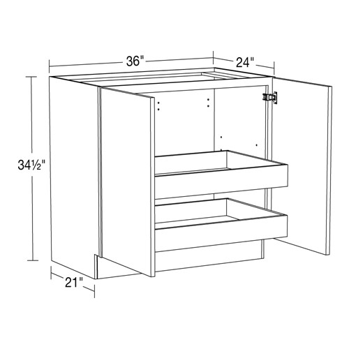 Caldera Charcoal Slim Shaker Base Full Height 36" 2 Rollout