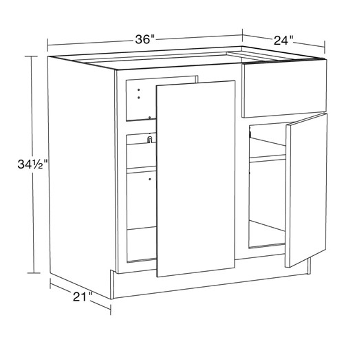 Caldera Charcoal Slim Shaker Base Blind Corner w/Drawer 42"
