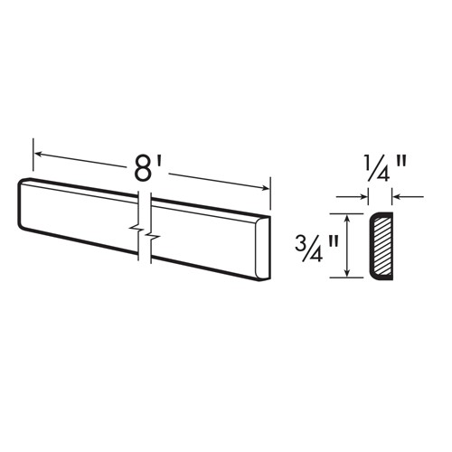 Caldera Charcoal Slim Shaker Batten Molding 8' x 3/4" x 1/4"