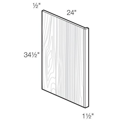 Caldera Charcoal Slim Shaker Base End Panel 24"x34.5" w 1.5" Filler