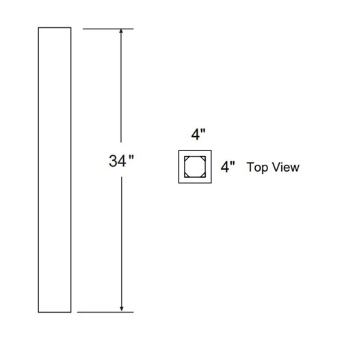 Caldera Charcoal Slim Shaker Column Spindle Leg 4" x 4" x 35"