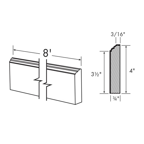 Caldera Charcoal Slim Shaker Furniture Base Molding 8'x4"x3/4"