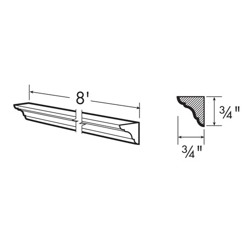 Caldera Charcoal Slim Shaker Inside Corner Molding 8' x 3/4" x 3/4"