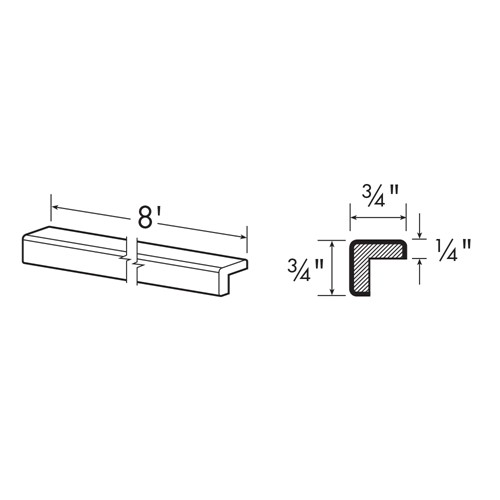 Caldera Charcoal Slim Shaker Outside Corner Molding 8' x 3/4" x 3/4"