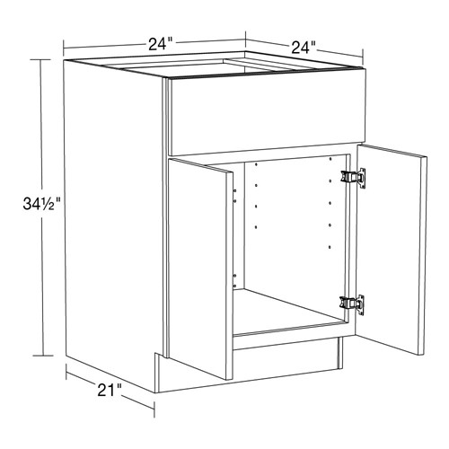 Caldera Charcoal Slim Shaker Sink Base 24"
