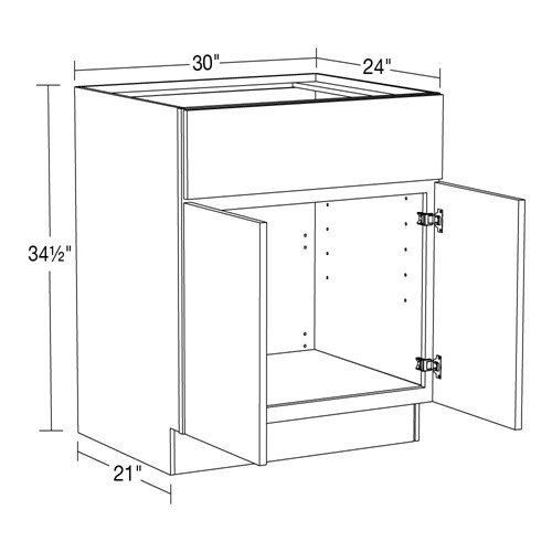 Caldera Charcoal Slim Shaker Sink Base 30"