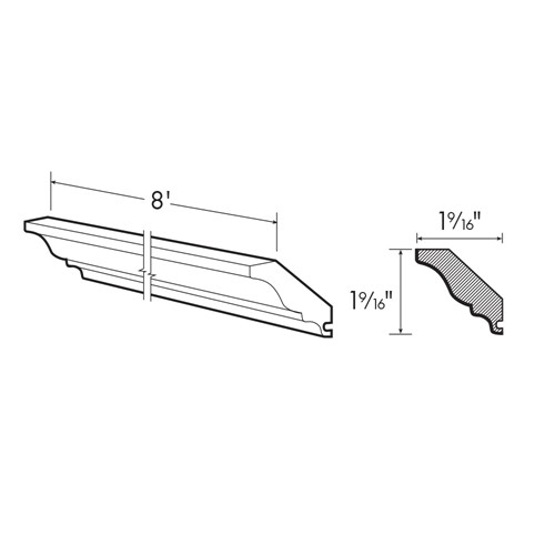 Preston Gray Shaker Soffit Crown Molding 8' x 1 9/16" x 3/4"