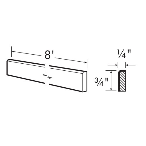 Caldera Charcoal Slim Shaker Scribe Molding 8' x 3/4" x 1/4"