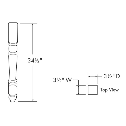 Preston Gray Shaker Spdl 34 1/2" x 3 1/2" x 3 1/2"