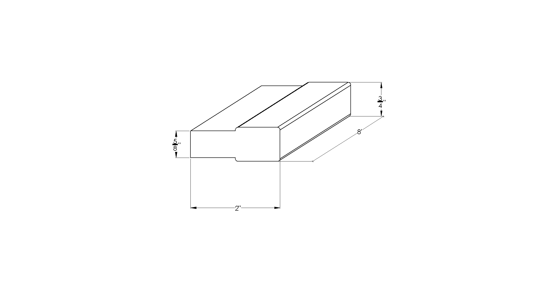 Caldera Charcoal Slim Shaker Stack T Molding 96"x 2"