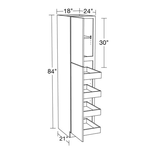 Caldera Charcoal Slim Shaker Utility 18" x 24" x 84" 4 Rollout 
