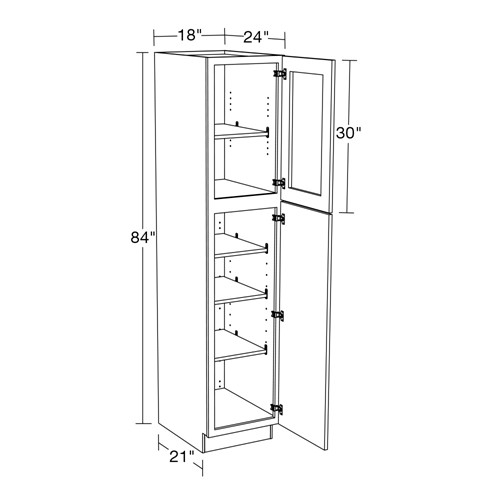 Preston Gray Shaker Utility 18"x24"x84" With Glass Doors