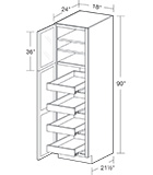Preston Gray Shaker Utility 18"x24"x90" 4 Rollout with Glass Doors