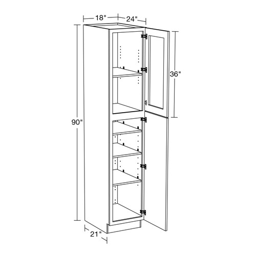 Preston Gray Shaker Utility 18"x24"x90" With Glass Doors