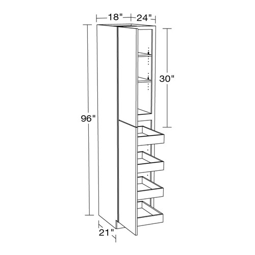 Caldera Charcoal Slim Shaker Utility 18" x 24" x 96" 4 Rollout 