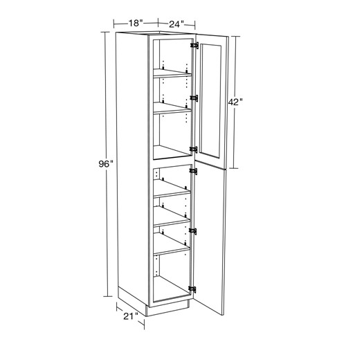 Preston Gray Shaker Utility 18"x24"x96" With Glass Doors