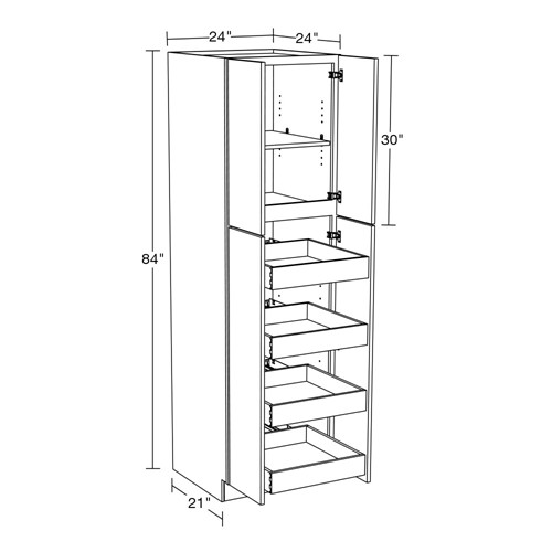 Caldera Charcoal Slim Shaker Utility 24" x 24" x 84" 4 Rollout