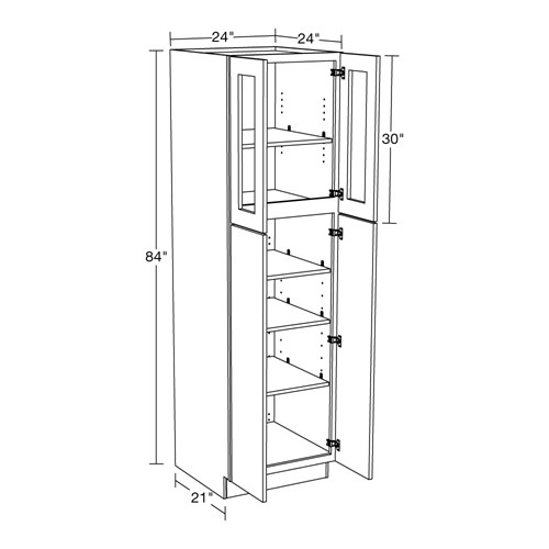 Preston Gray Shaker Utility 24"x24"x84" with Glass Doors