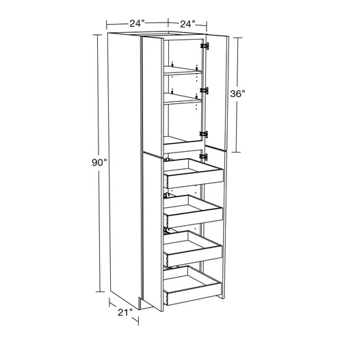 Caldera Charcoal Slim Shaker Utility 24" x 24" x 90" 4 Rollout