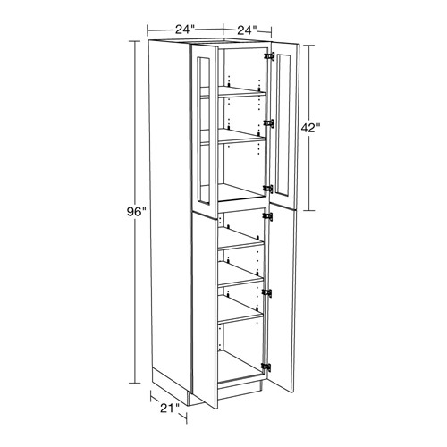 Preston Gray Shaker Utility 24"x24"x96" with Glass Doors